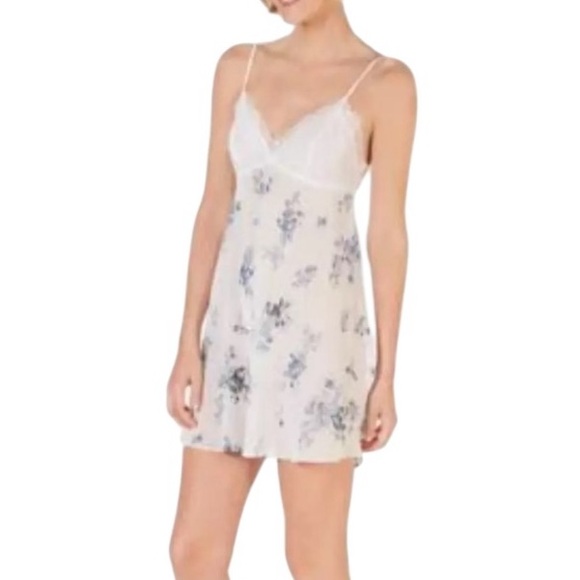 INC International Concepts Other - Inc Floral Hummingbird Lace Bodice Chiffon Chemise Nightgown White Blue NEW XXXL